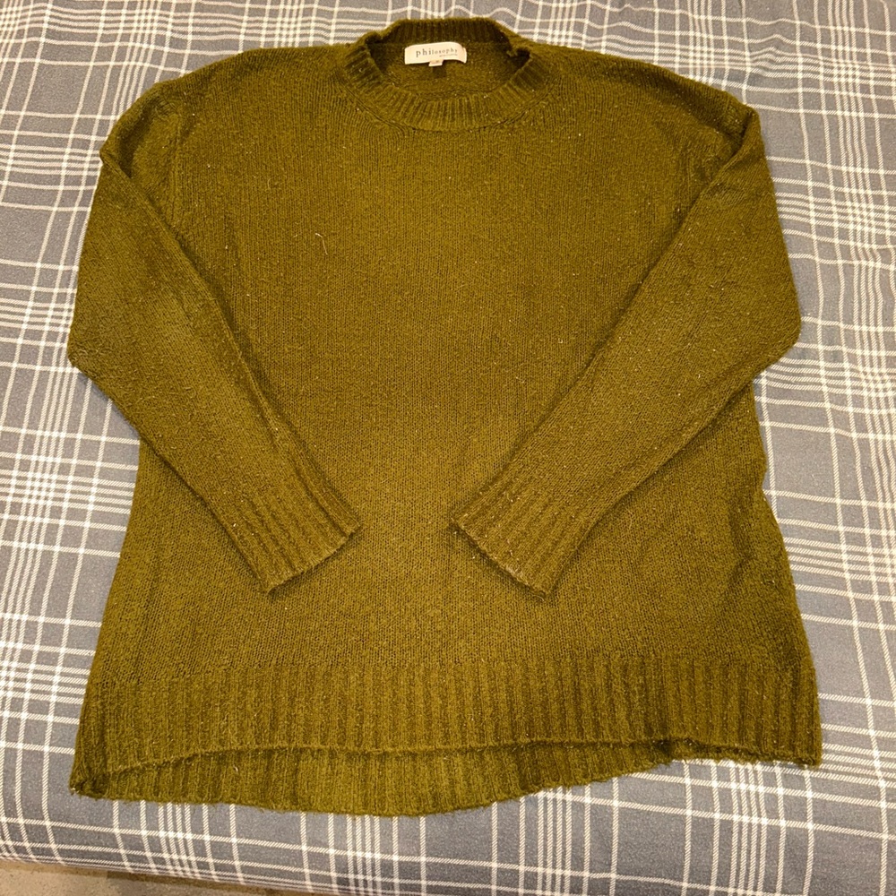 Philosophy Textured Olive Knit Top